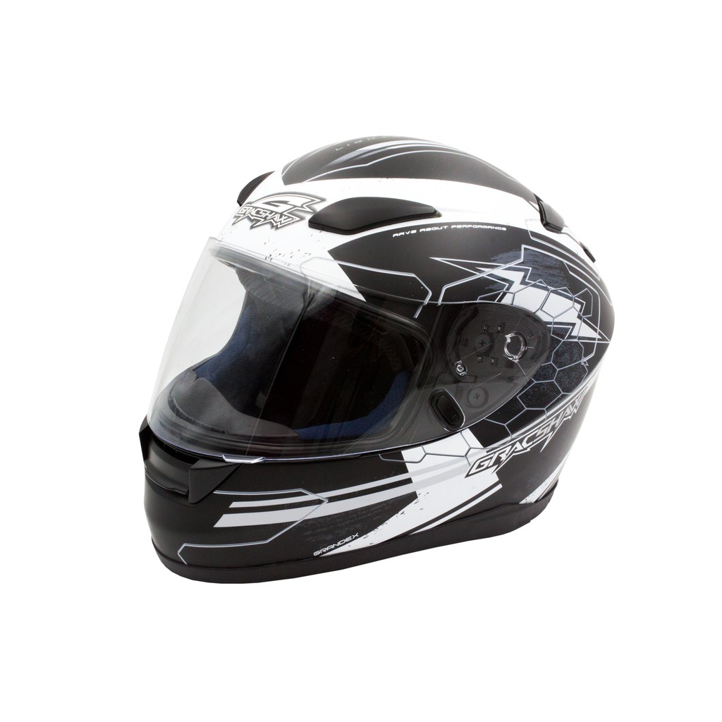 GRACSHAW G9009 平黑白 閃電 彩繪 全罩安全帽  全罩 進口 插消排扣 流線型外觀 【 歐樂免運】