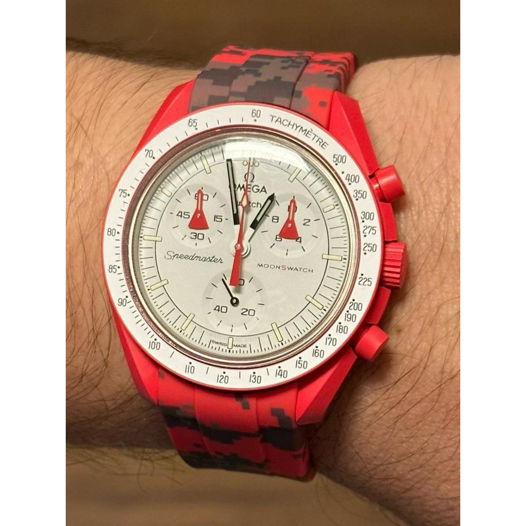 【原裝正品錶帶】 適用於Swatch×omega錶帶橡膠迷彩歐米茄勞力士綠水鬼錶帶弧形20