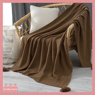 【lovely home】歐式咖啡色休閑毯樣板間床上流蘇針織毯客廳沙發椅子搭毯現代蓋毯