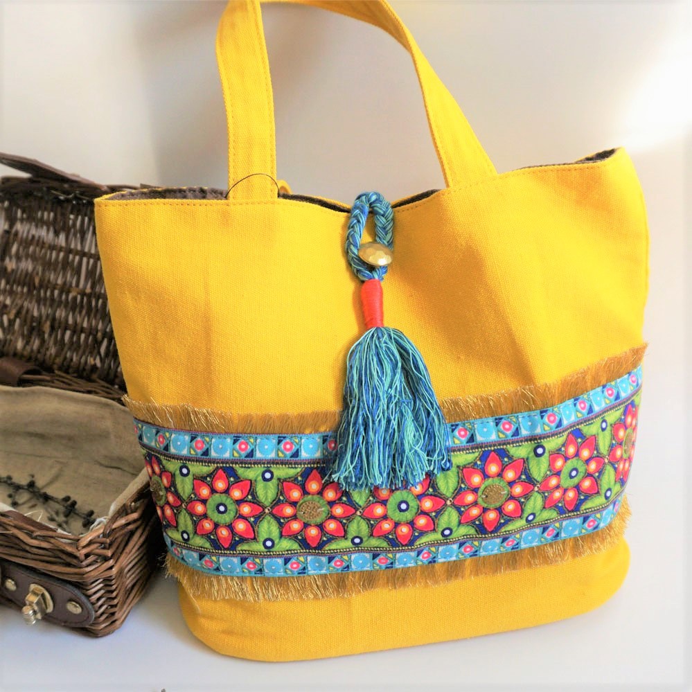 尼泊爾 Amina 手工棉麻包 民族風流蘇包 公平貿易