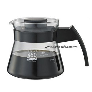**愛洛奇**Tiamo 玻璃咖啡壺450cc 弧型把手(黑色) 通過SGS檢測