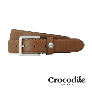 Crocodile 鱷魚皮件 真皮皮帶 義大利進口牛皮 穿孔 休閒皮帶-0102-35001-咖啡色