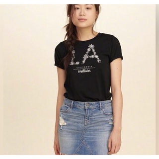Hollister Embroidered Logo Graphic Tee 黑底刺繡素T