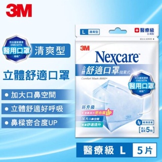 3M Nexcare 8660+ 舒適口罩 輕爽型 拋棄式 5片包 (M/L)