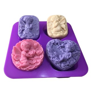 【玫瑰森林】手工皂模。四孔天使組合模 - 矽膠製手工皂模具