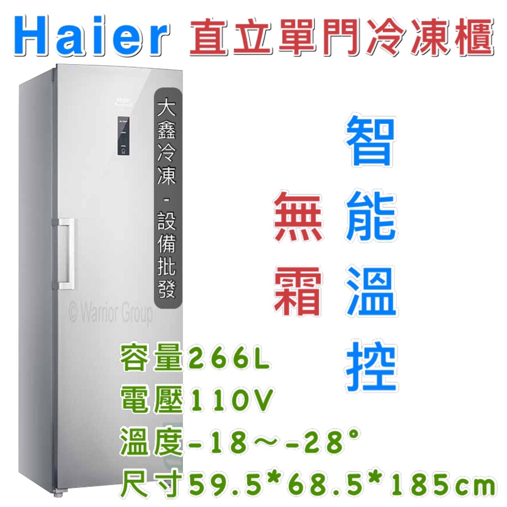 《大鑫冷凍批發》🔥全新 Haier 海爾 6尺2 直立單門無霜冷凍櫃 HUF-300