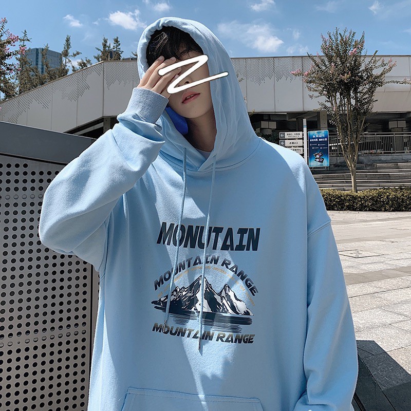 Monday 韓國山脈帽t 寬鬆mountain 正韓oversize帽t 秋冬雪山 蝦皮購物