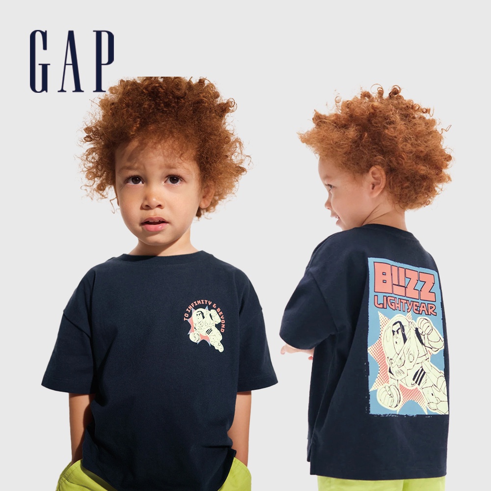 Gap 男幼童裝 Gap x 巴斯光年聯名 卡通印花短袖T恤-海軍藍(867407)