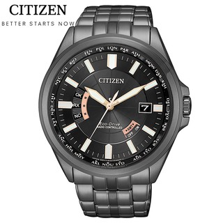 CITIZEN星辰錶 商務黑時尚光動能電波對時腕錶 CB0185-84E/43mm