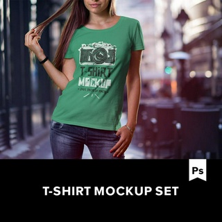 T-Shirt Mockup Set 高品質時尚短袖服裝設計VI樣機.M2019061702