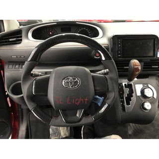 SL光電精品~NEW SIENTA 變形蟲 SPORT 方向盤 卡夢 白 藍 CARBON 全皮樣式