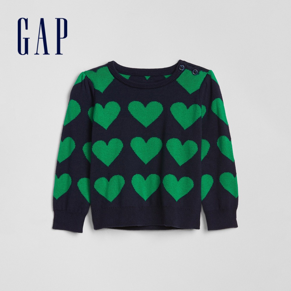 Gap 嬰兒裝 活力愛心織紋針織衫-海軍藍色(497700)