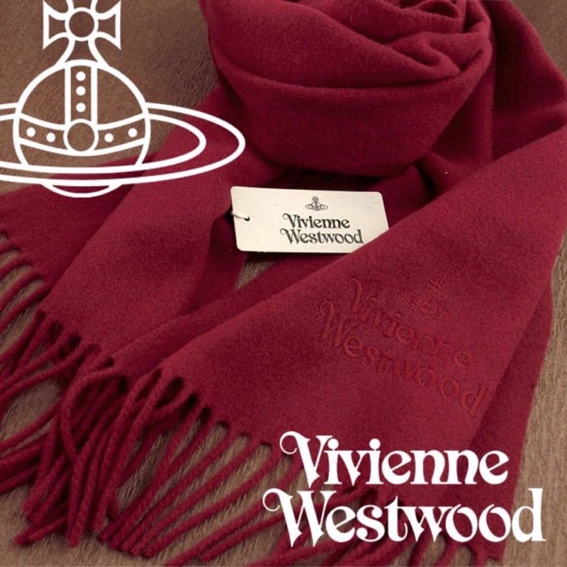 Vivienne westwood 羊毛圍巾 棗紅色