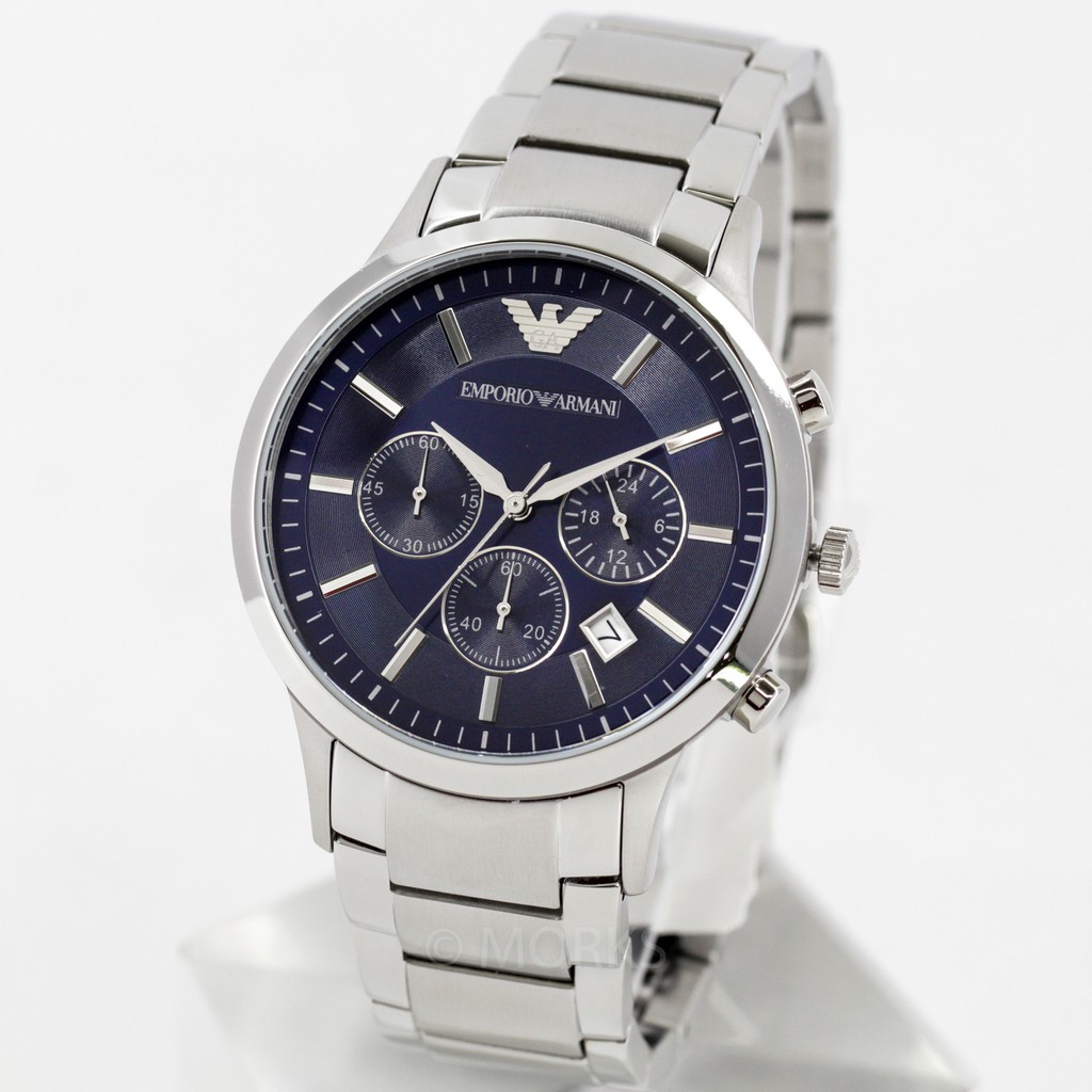 現貨 EMPORIO ARMANI AR2448 亞曼尼 手錶 43mm 計時 藍錶面 鋼錶帶 男錶女錶