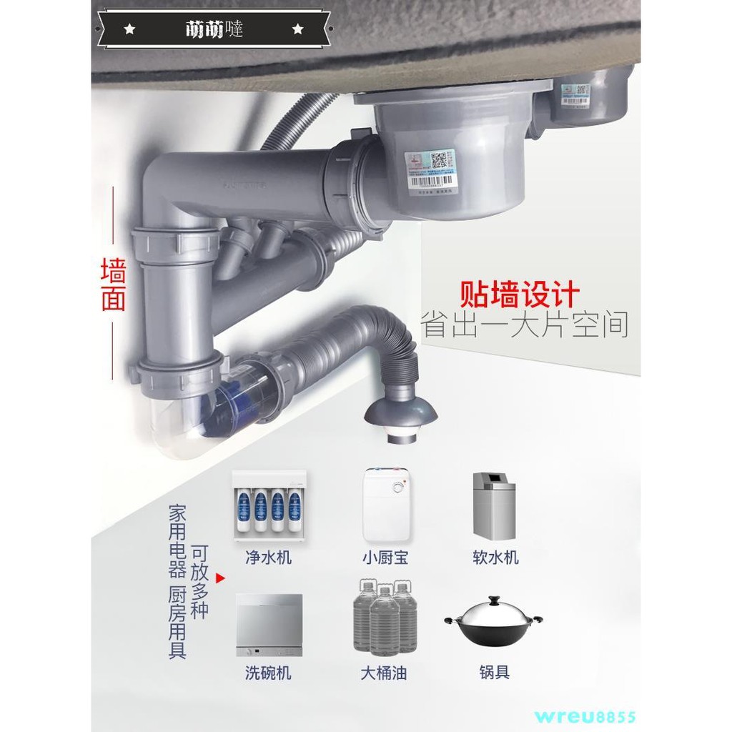 潛水艇廚房洗菜盆下水管單槽排水管雙槽洗碗池水槽下水器管子 萌萌噠 蝦皮購物