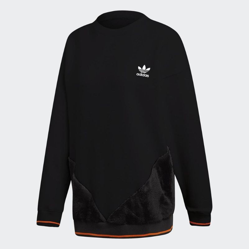 愛迪達 Adidas Originals 三葉草 DH3001 黑色 滾邊 棉t 拼接 長袖t桖 長t