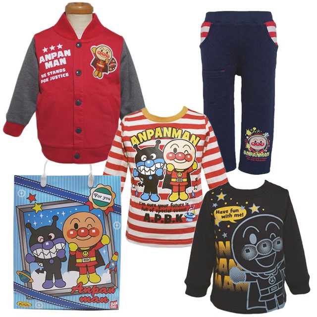 日本正品麵包超人男童休閒服超值福袋四件組 附提袋 蝦皮購物