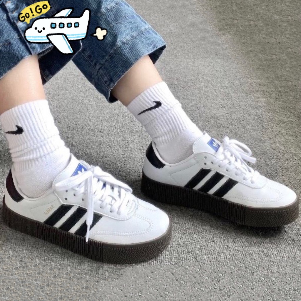 ✈✈韓國代購Adidas Originals Sambarose W White/Black 厚底餅乾鞋FV0767 | 蝦皮購物