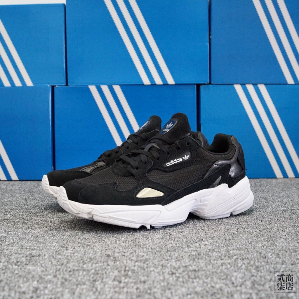 (貳柒商店) adidas Originals Falcon 女款 黑色 黑白 老爹鞋 復古 慢跑鞋 B28129