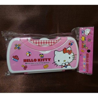 正版 SANRIO 三麗鷗 Hello Kitty 凱蒂貓 手提鏡梳筆盒 小物收納盒 文具 筆盒 - 全新未拆