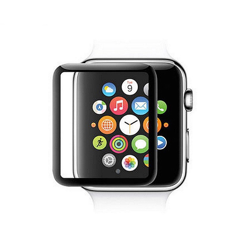 蘋果手錶Apple Watch 3D曲面鋼化玻璃保護膜保護貼-黑色38/42mm 現貨 廠商直送