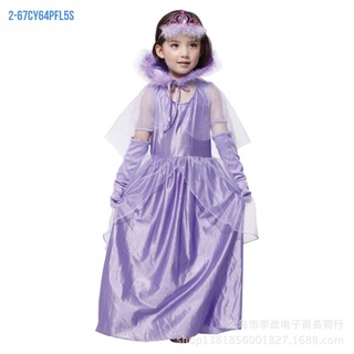新款聖誕服裝萬聖節兒童服裝白雪公主舞臺裝扮紫色晚宴衣服演出服