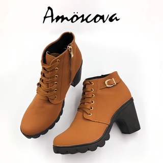 (史上最低價)Amoscova-復古馬汀靴 粗跟 短靴 圓頭 短筒靴 筒靴 皮靴 女鞋 女靴 裸靴