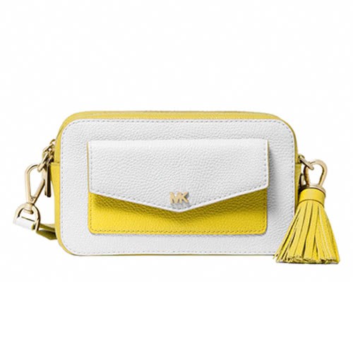 【Michael Kors】CROSSBODIES 黃x白流蘇小款雙層相機包