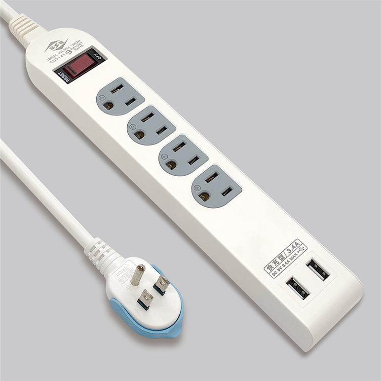 【威電 WEITIEN】 延長線 USB 智慧快充 1開4座 電源線組 1.8M 6尺 CU3141