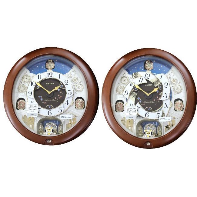 《精準鐘錶》日本 精工SEIKO 光控音樂報時 木框 水晶旋轉擺飾 時鐘 掛鐘 QXM376、QXM376B