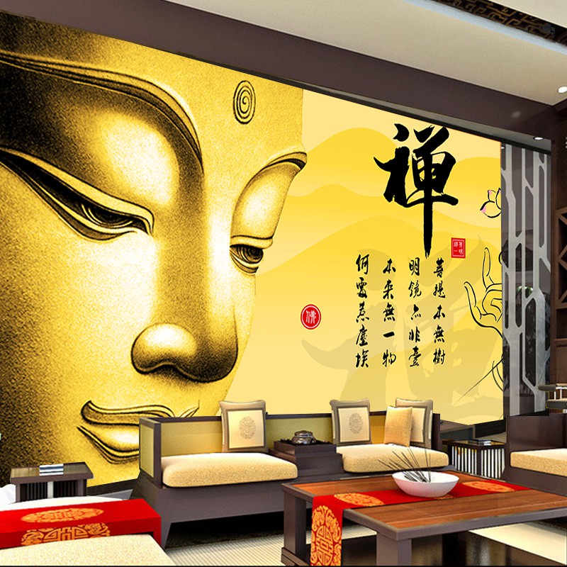 禪意壁畫佛堂墻布裝飾畫釋迦摩尼佛壁紙佛圖佛具店背景寺廟墻紙 蝦皮購物