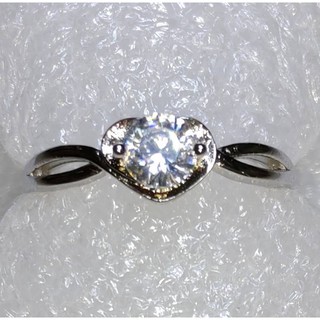 莫桑石擬真鑽石戒子女款式八S925銀電鍍白金開口戒(0.4克拉高碳鑽莫桑石款)