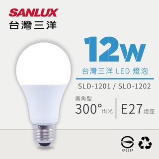 【盈億商行】SANLUX台灣三洋 12W LED節能燈泡 1入（白光）（黃光）