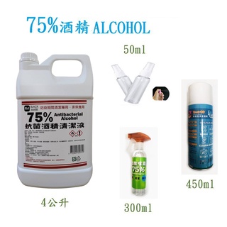 現貨 立即出貨 75% 潔用酒精 乾洗液 20公升 1加侖裝 (4公升) 450ml 300ml 100ml 50ml