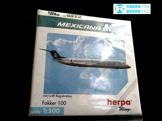 A-52 ： HERPA 1/500 墨西哥航空 MEXICANA FOKKER 100 509251 富貴玩具店