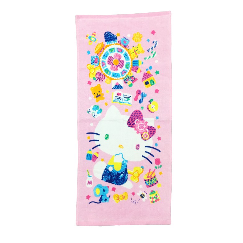 【Sanrio三麗鷗】繽紛凱蒂貓毛巾 100%棉 33x76cm