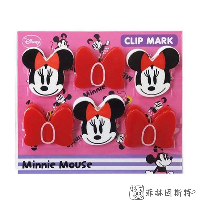 Disney 迪士尼 【 米妮 塑膠夾 6入 】日本進口 Minnie Mouse 造型夾 照片牆 菲林因斯特