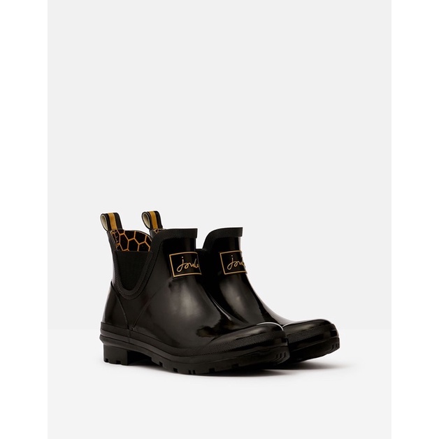 Miolla 英國品牌Joules 黑色後踝處可愛蜜蜂短筒雨靴/雨鞋
