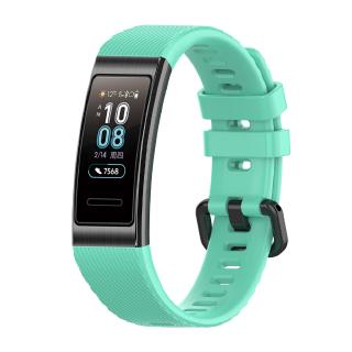 適用於華為手環band 3/band4 pro矽膠錶帶 TER-B09/TER-B29S替換腕帶 時尚透氣運動腕帶 黑扣
