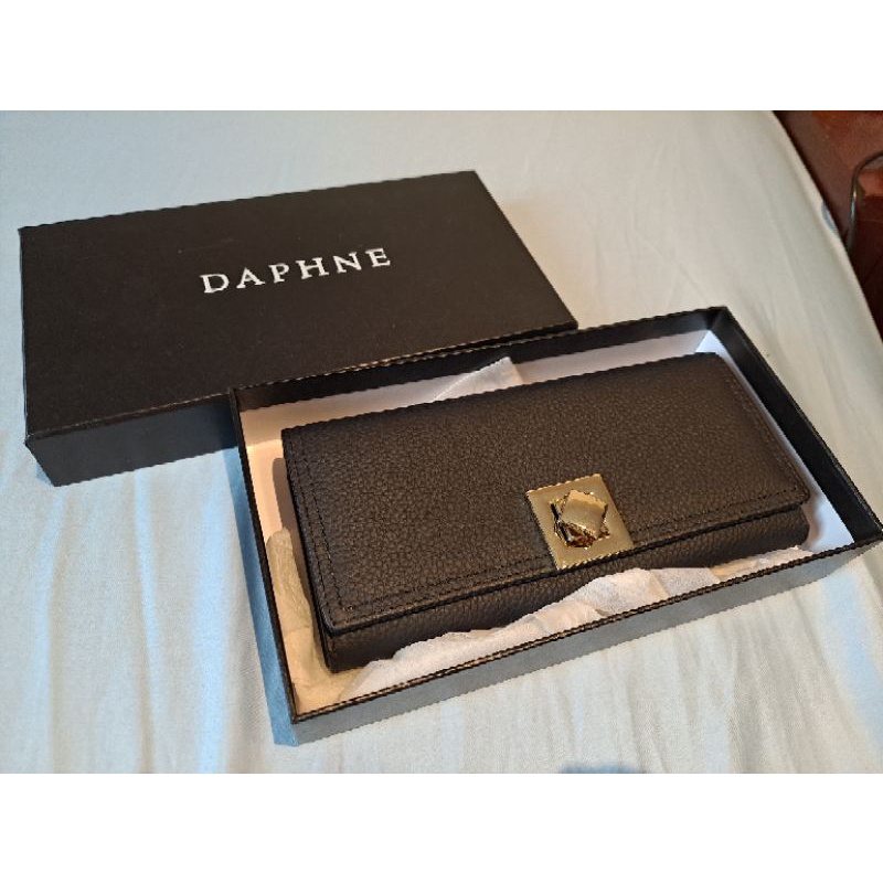 Daphne 達芙妮 女用長夾 黑色長夾 皮革 錢包 多卡層 零錢夾