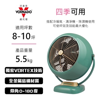 美國VORNADO沃拿多 8-10坪用 經典復古扇 VF20SR-TW