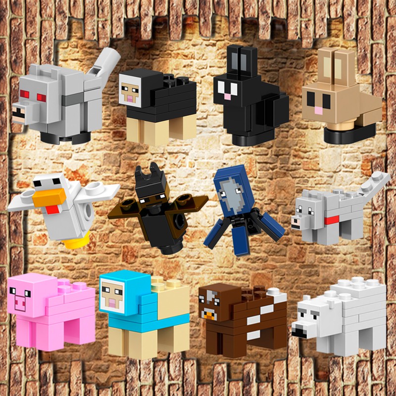 腿部遊戲動作迷你人物minecraft 卡通動物寵物北極熊袖子魚狼牛染色綿羊魷魚雞蝙蝠敵敵嬰兒狼兔子豬馬ghast 蝦皮購物