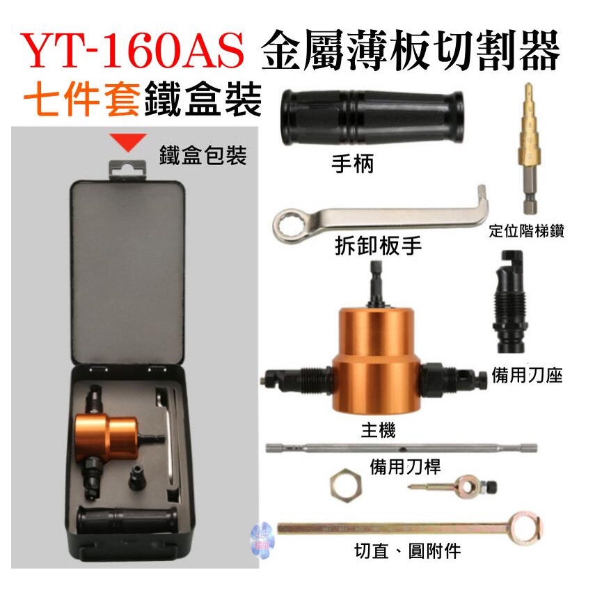 *現貨*YT-160AS 雙頭金屬薄板切割器 7件套（需搭配電鑽使用）切割機 鐵皮切割 電衝剪 鐵皮電剪刀