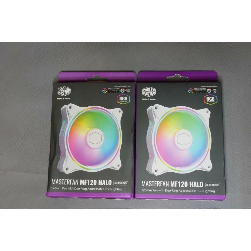 Cooler Master MasterFan MF120 Halo 12公分 風扇 白色版 ARGB 酷碼 雙光圈