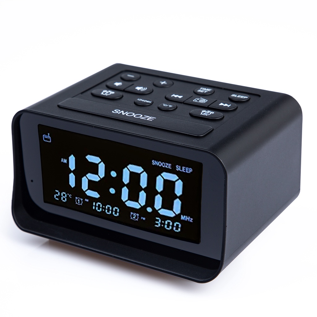 新品LED數字臥室鬧鐘控收音機帶FM USB充電口MP3溫度電子臺座鍾睡眠自動開關機