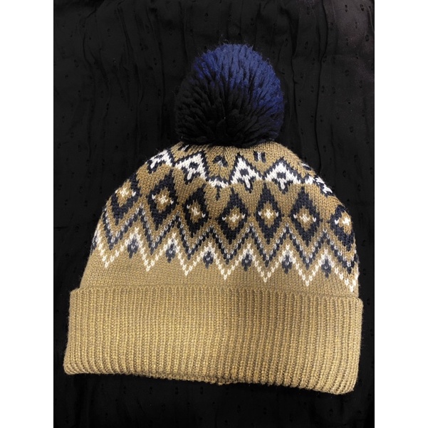 （售完、🇺🇸購入）Old Navy老海軍 茶色民族風針織毛線帽/冬天毛帽 Patterned Beanie Brown