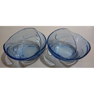 全新造型藍色玻璃小缽/水果碗/沙拉碗 /冰淇淋碗