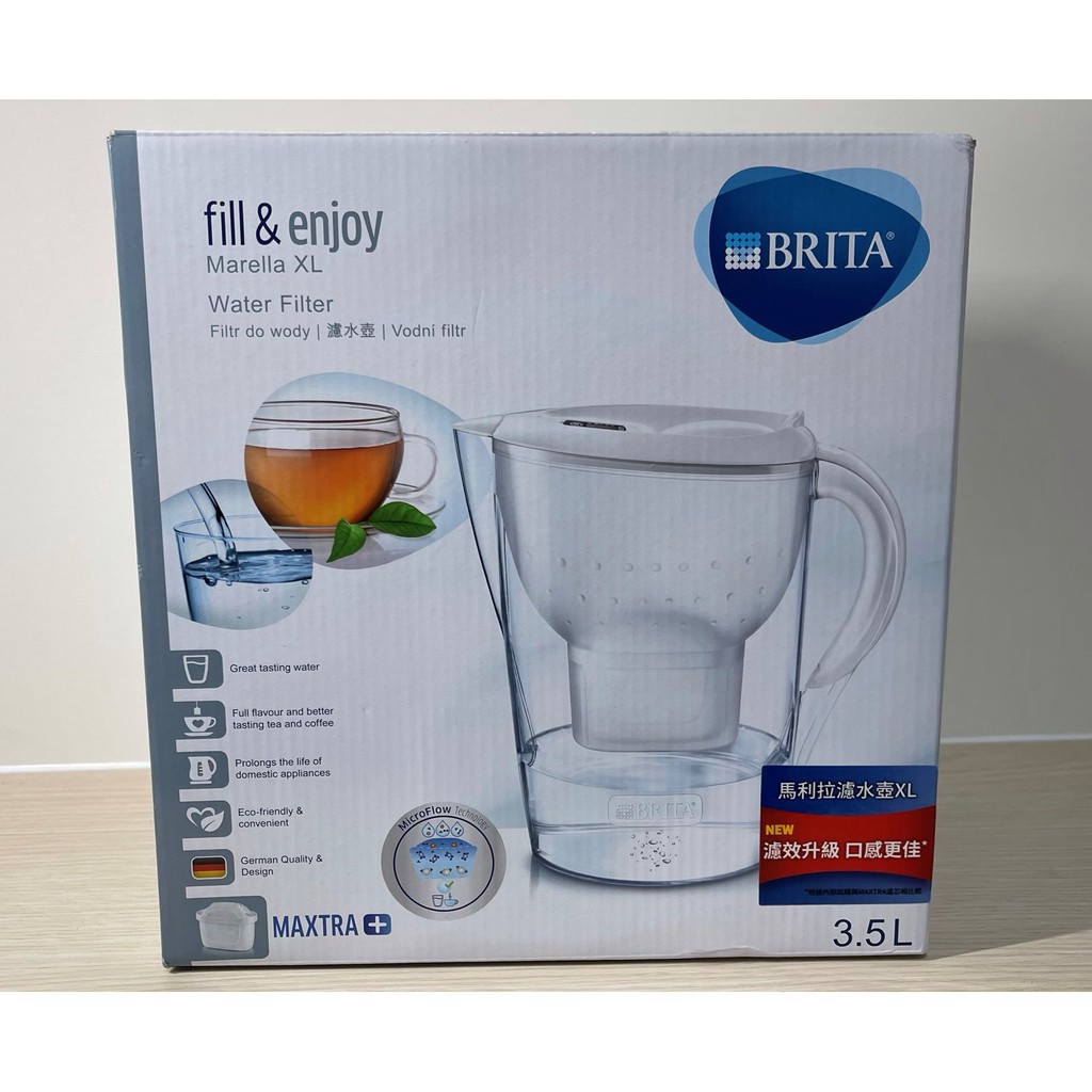 德國 BRITA MARELLA XL 透視型 3.5L 濾水壺 內含maxtra濾芯1個 BRITA水壺 白蓋