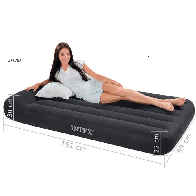 INTEX 64141 帶枕單人植絨充氣床 99公分 露營氣墊床 新款線拉結構 睡墊 附修補片 迷露森活