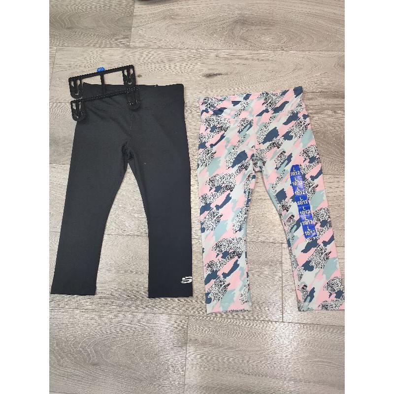全新 SKECHERS 女童七分運動褲/內搭褲~2件一組 L10-12